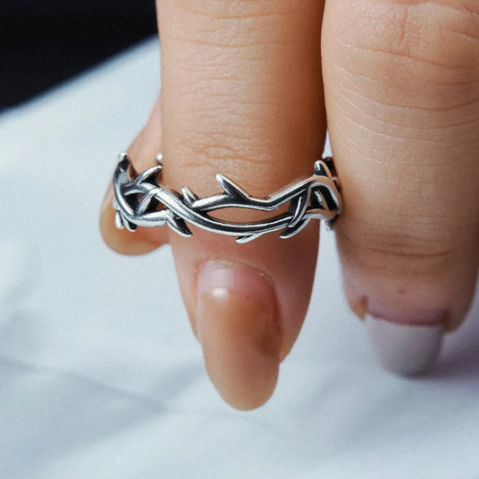 Couple Punk Irregular Thorns Couple Rings Retro Hip-hop Personality Adjustable Finger Ring for Men Women Lovers Jewelry Gifts