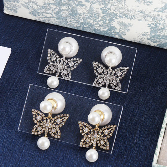 2024 Trend New In Pearl Earrings For Womens Luxury Fashion Jewelry For Women Butterfly Earing Date Party Birthday Gift