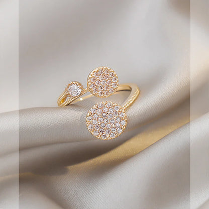 2022 Korean New Exquisite Geometric Round Ring Women's Fashion Luxury Zircon Finger Ring Simple Temperament Versatile Jewelry