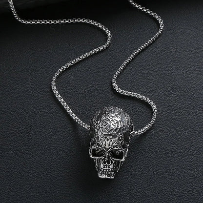 Vintage Hip-hop Punk Stainless Steel Skull Necklaces for Women Men Rock Cool Domineering Skeleton Pendant Necklace Boho Jewelry