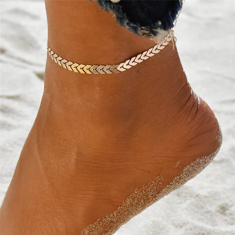 2021 Vintage Arrows Beach Foot Anklet For Women Bohemian Female Anklets Summer Bracelet On the leg Jewelry Chain Beaded Fashion