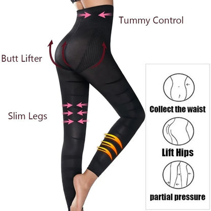 Leggings in rete a vita alta Collant da donna Leggings dimagranti per le gambe Controllo della pancia Mutandine skinny Leggin Pantaloni più sottili per la coscia