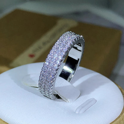 Anello femminile Eternity Anello in argento sterling 925 Micro Pave AAAAA Zircone cz Anelli per fedi nuziali per le donne Regalo di gioielli per feste nuziali