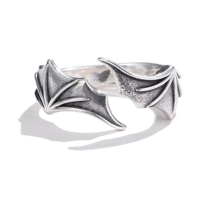 Gothic Punk Angel Devil Wings Adjustable Womens Ring For Hip Hop Fine Female Rings Couple Christmas Gift Jewelry Party Set