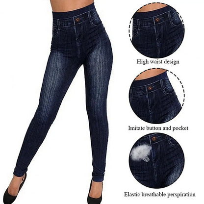 Women Denim Jeans High Waist Jeans Stretch Pockets Button Denim Pants Seamless Trousers for Women Long Skinny Pencil Pants