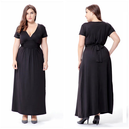 2021 Summer Hot Sale European And American Style Plus Size V-Neck Dress For Women