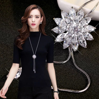 Free Shipping! Fashion Elegant Sweater Chain Long Crystal Snow Pendant Water Drop Accessories Long Decoration Necklace Jewelry