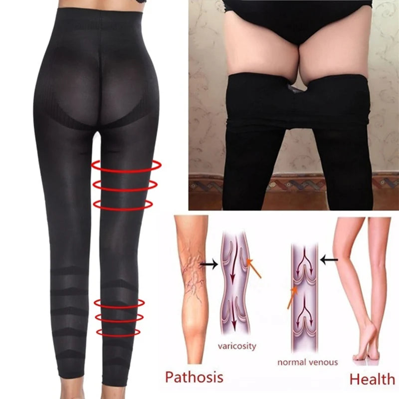 Leggings in rete a vita alta Collant da donna Leggings dimagranti per le gambe Controllo della pancia Mutandine skinny Leggin Pantaloni più sottili per la coscia