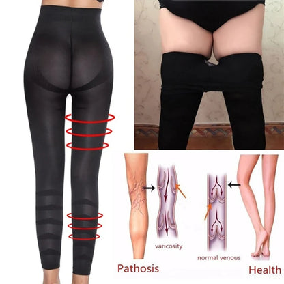 Leggings in rete a vita alta Collant da donna Leggings dimagranti per le gambe Controllo della pancia Mutandine skinny Leggin Pantaloni più sottili per la coscia