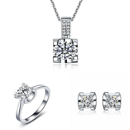 Set di gioielli con diamanti Moissanite testa di bue in argento sterling 925 anelli di nozze per feste orecchini collana per le donne set da sposa regalo