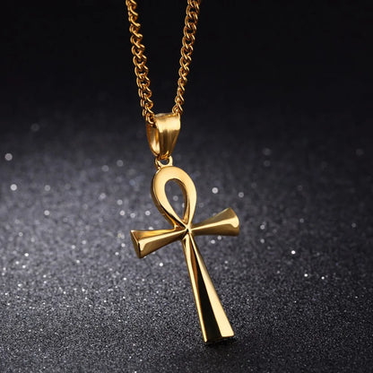 Amulet Pendant Egyptian Ankh Crucifix Necklaces Pendants Metal Alloy Symbol of Life Cross Necklaces Jewelry Gifts Chains