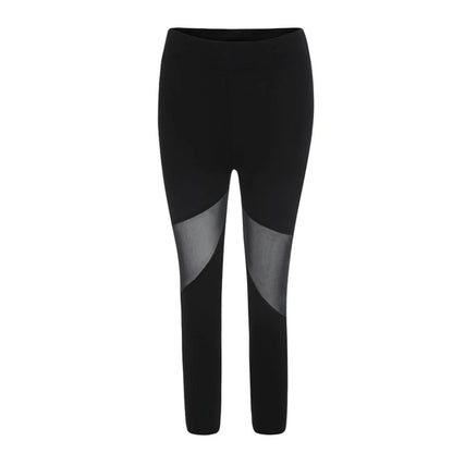 Black Patchwork Mesh Leggings Women's Jeggings Legins Women Leggins Female Elastic Pant Capri Women Fitness Leggings