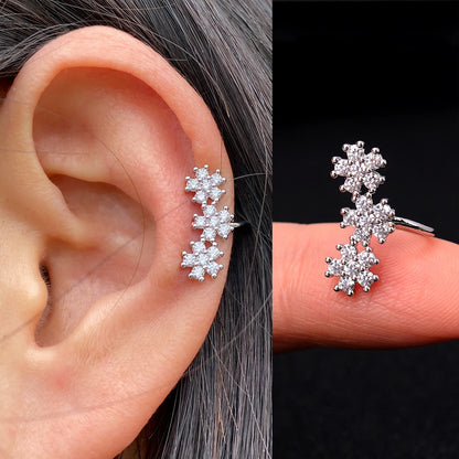 1PC Simple Star Flower Shape Zircon Ear Cuff Women Charming Crystal Clip on Earrings Earcuff Without Piercing Earrings Jewelry