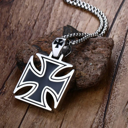 Classic Knights Templar Cross Pendant Necklace for Men Women Retro Simple Cross Necklace Jewelry Gift