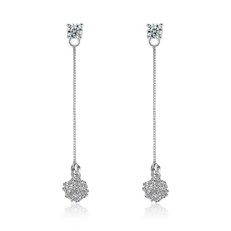 Orecchini di lusso in argento con timbro 925 Orecchini Love Candy Zirconia Cubo Nappa Orecchini lunghi Orecchini pendenti per le donne S-E180