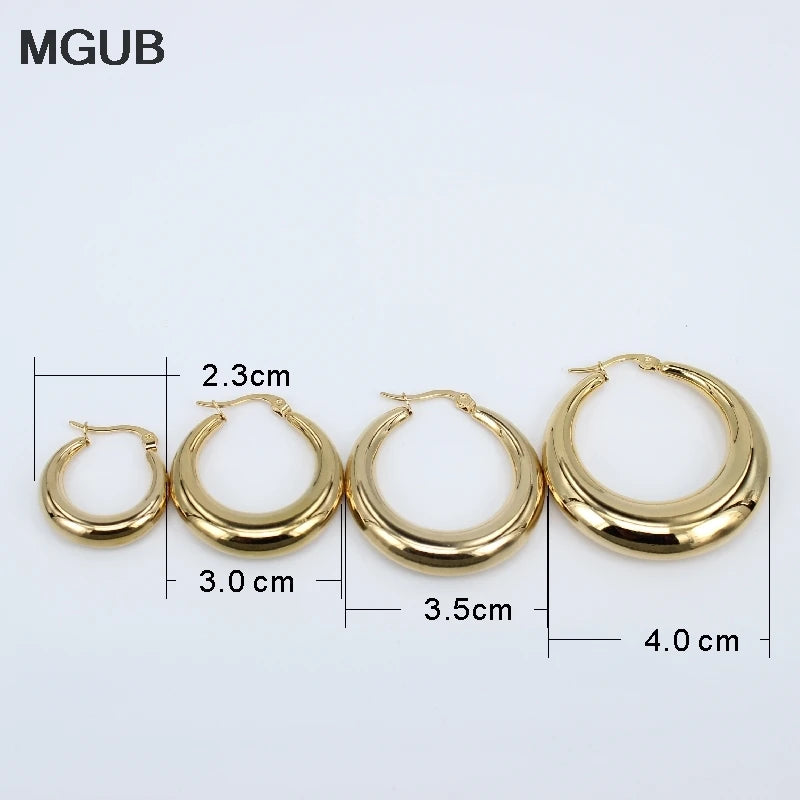 New Style 2022 Wholesale smooth Exquisite Big Circle Hoop Earrings for Women Girl Wedding Party Stainless Steel Jewelry SL020