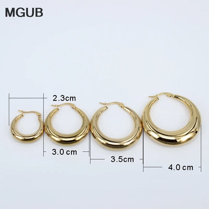 New Style 2022 Wholesale smooth Exquisite Big Circle Hoop Earrings for Women Girl Wedding Party Stainless Steel Jewelry SL020