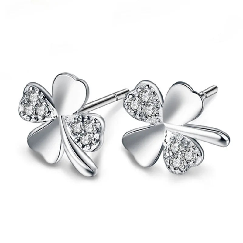 Vendita calda 925 orecchini a cuore in argento sterling orecchini brincos Lucky Clover orecchino a perno per le donne regalo oorbellen S-E55