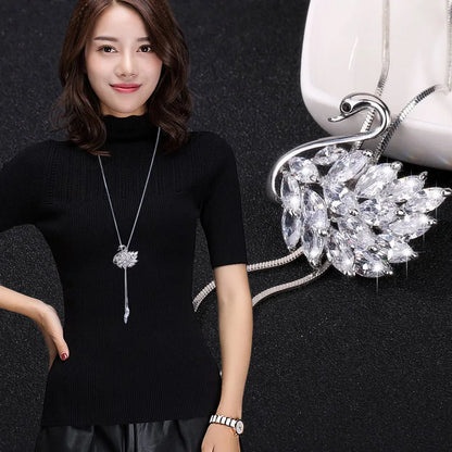 Free Shipping! Fashion Elegant Sweater Chain Long Crystal Snow Pendant Water Drop Accessories Long Decoration Necklace Jewelry