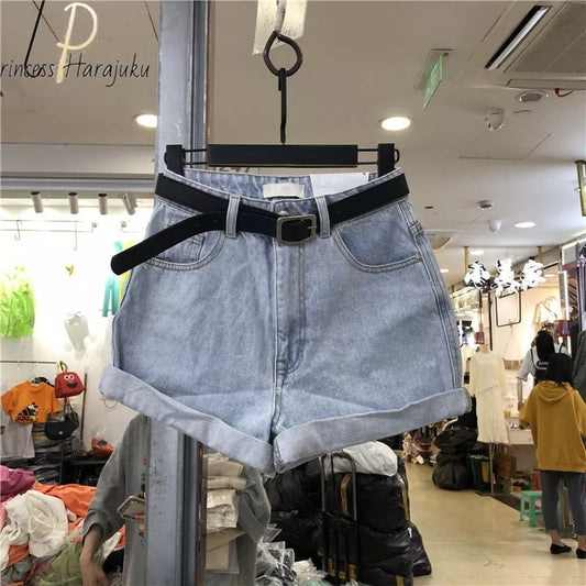 Women's Denim Tight Shorts Classic Vintage High Waist Blue Wide Leg Female Summer Caual Ladies Shorts Jeans For Women