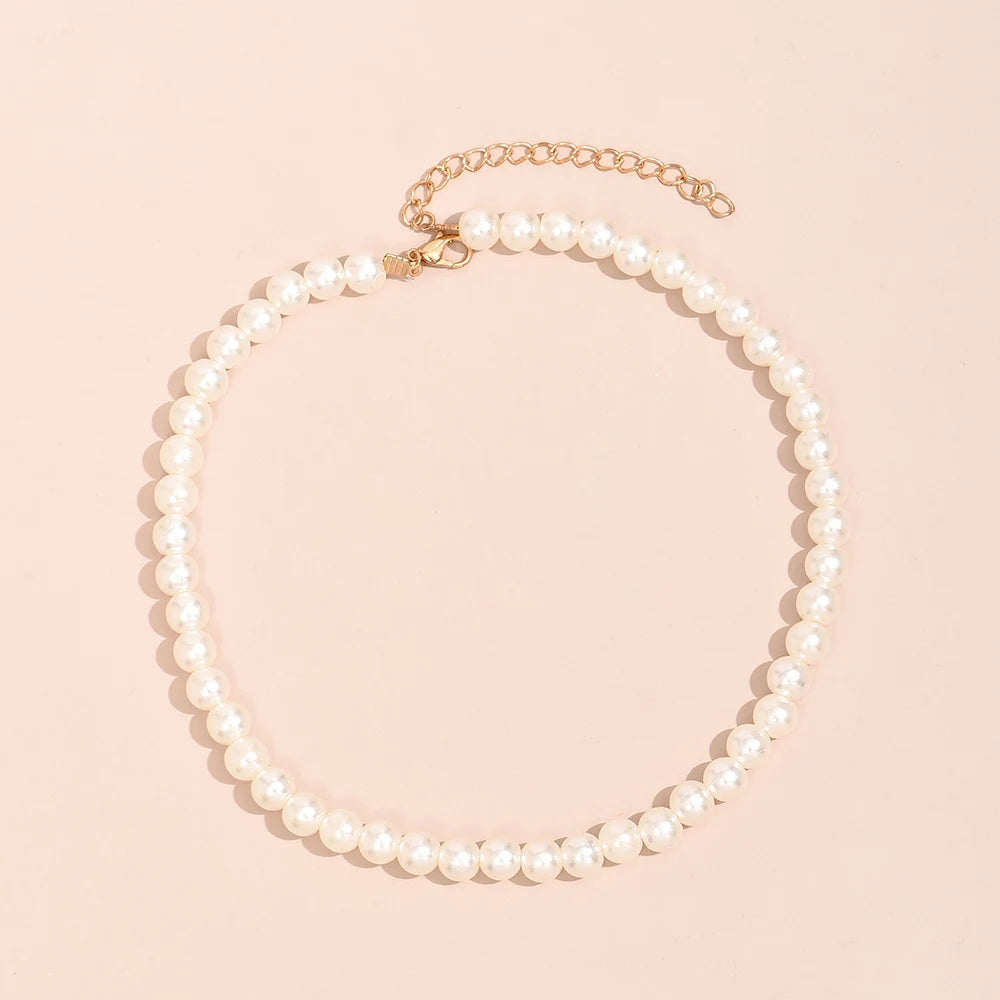 YWZIXLN 2021 Trend Elegant Jewelry Wedding Big Pearl Necklace For Women Fashion White Imitation Pearl Choker Necklace N0179