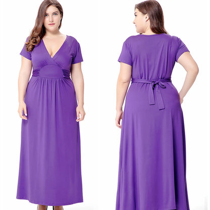2021 Summer Hot Sale European And American Style Plus Size V-Neck Dress For Women