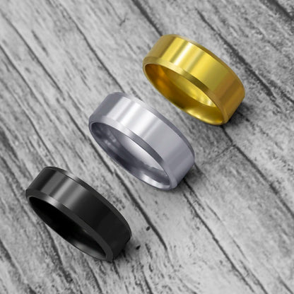 8mm Fashion Black Stainless Steel Men Ring Wedding Band For Women Party Gift