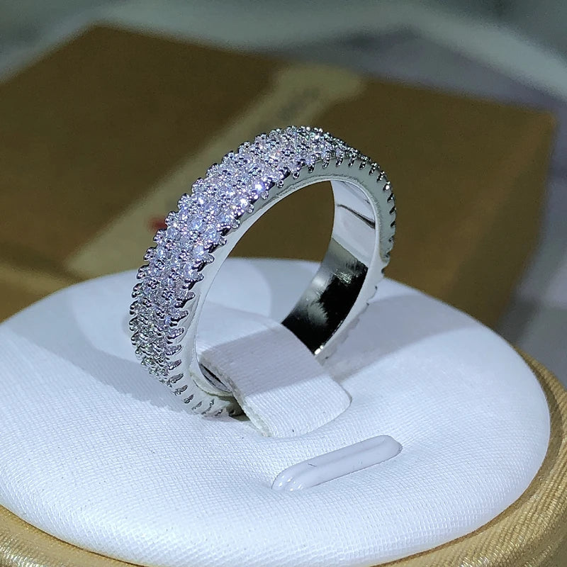 Anello femminile Eternity Anello in argento sterling 925 Micro Pave AAAAA Zircone cz Anelli per fedi nuziali per le donne Regalo di gioielli per feste nuziali