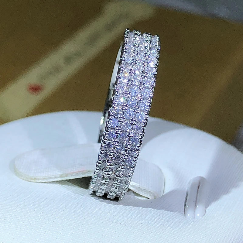 Anello femminile Eternity Anello in argento sterling 925 Micro Pave AAAAA Zircone cz Anelli per fedi nuziali per le donne Regalo di gioielli per feste nuziali