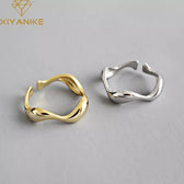 XIYANIKE Silver Color  Creative Handmade Rings Irregular Wave Smooth Engagement Jewelry for Women Size 16.5mm Adjustable
