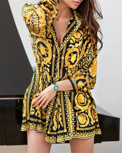 Retro Vintage Womens Boho Dress 2020 Spring Loose Long Sleeve Party A-Line Dress Ladies Sexy V-neck Swing Short Mini Dresses hot