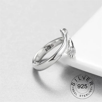 Anelli da dito in vero argento sterling 925 per le mani delle donne a forma di abbraccio Gioielleria raffinata alla moda aperti Anelli antichi regolabili