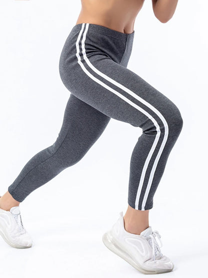 Striped Printed Leggings Sexy Workout Leggins Women Push Up Jeggings Black High Stretchy Elastic Waist Gym Fitness Pants