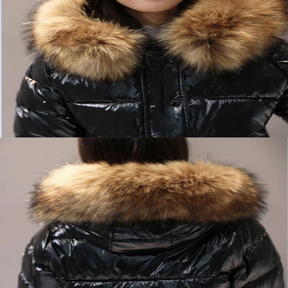 Fashion White Bubble Coat Big Fur Collar Glossy Short Jacket Winter Autumn Waterproof Female Puffer Jacket Parkas Mujer 2023 New