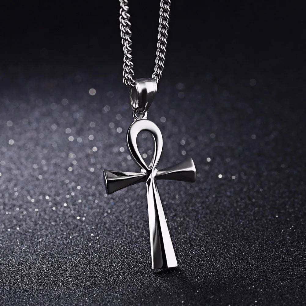 Amulet Pendant Egyptian Ankh Crucifix Necklaces Pendants Metal Alloy Symbol of Life Cross Necklaces Jewelry Gifts Chains