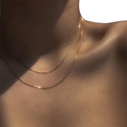 Korean Fashion Jewelry Necklace Soft Snake Bone Chain Double Layered Necklace Statement Necklace Women Choker Chain Wholesale