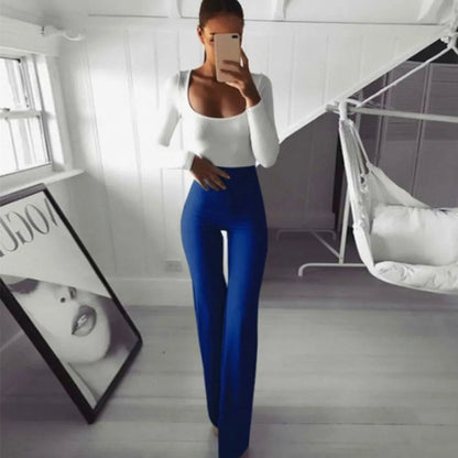 Pants Women Fashion Trousers Solid Elasticity Leggings Bell-bottoms