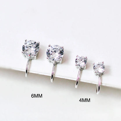 Top Quality 6MM AAA Cezch Zircon Chic Filled Tragus Earring For Women Non Piercing Clip Earing Ear Cuff 2021 Also Be Nose Ring