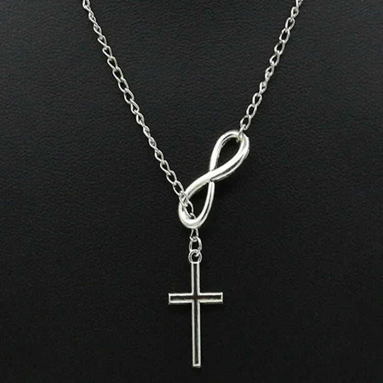 2021 Word Girl Fashion New Necklace Simple Lucky Number 8 Cross Pendant Wild Necklace Women Manufacturer Wholesale Sales