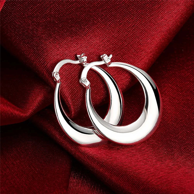 DOTEFFIL 925 Sterling Silver Circle Smooth U Shape Big Hoop Earrings For Women Wedding Engagement Jewelry