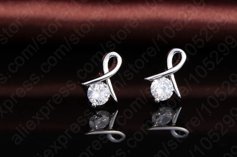 New Fashion Set For Women Cross CZ 925 Sterling Silver Pendant Necklace & Stud Earrings With High Quality