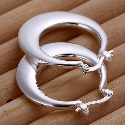 DOTEFFIL 925 Sterling Silver Circle Smooth U Shape Big Hoop Earrings For Women Wedding Engagement Jewelry