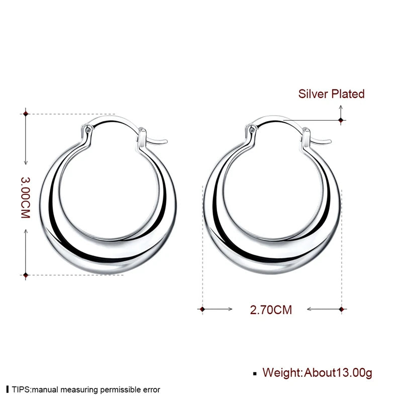 DOTEFFIL 925 Sterling Silver Circle Smooth U Shape Big Hoop Earrings For Women Wedding Engagement Jewelry