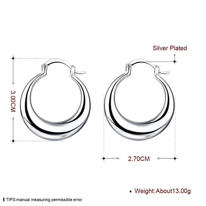 DOTEFFIL 925 Sterling Silver Circle Smooth U Shape Big Hoop Earrings For Women Wedding Engagement Jewelry