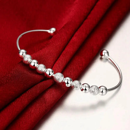 New Listing silver color jewelry charm light sand bead bangle fashion bracelet female party jewelry BKB001 wholesale