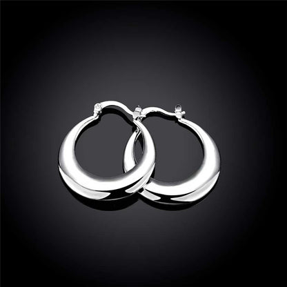 DOTEFFIL 925 Sterling Silver Circle Smooth U Shape Big Hoop Earrings For Women Wedding Engagement Jewelry