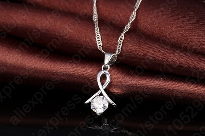 New Fashion Set For Women Cross CZ 925 Sterling Silver Pendant Necklace & Stud Earrings With High Quality