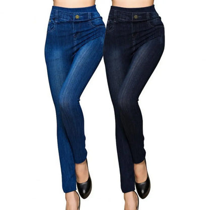 Jeans denim da donna Jeans a vita alta Tasche elasticizzate Pantaloni in denim con bottoni Pantaloni senza cuciture per donna Pantaloni lunghi skinny a matita