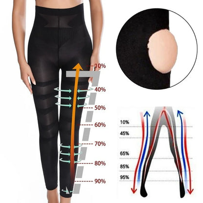 Leggings in rete a vita alta Collant da donna Leggings dimagranti per le gambe Controllo della pancia Mutandine skinny Leggin Pantaloni più sottili per la coscia