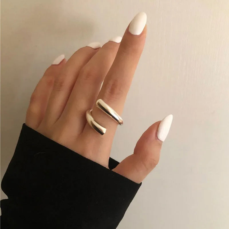 Minimalist Irregular Silver Color Rings For Women Fashion Creative Hollow Irregular Geometric Open Rings Party Jewelry Gifts